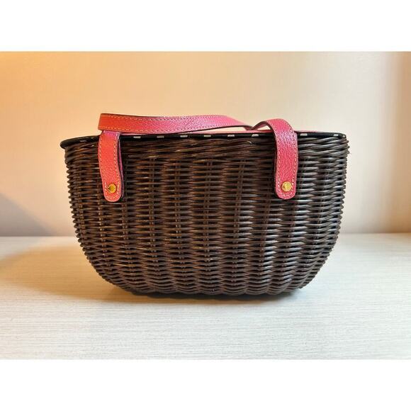Kate Spade Pink Gold Wicker Picnic Basket Purse Mint Condition - Picture 4 of 12